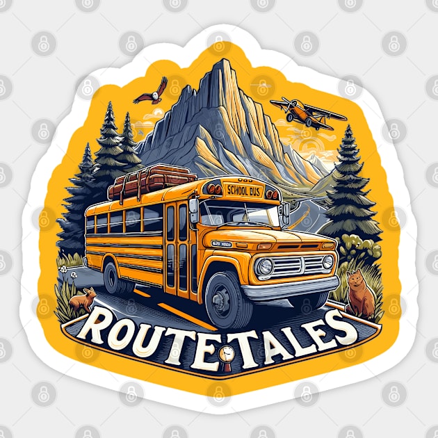 School bus, Route Tales Sticker by Vehicles-Art